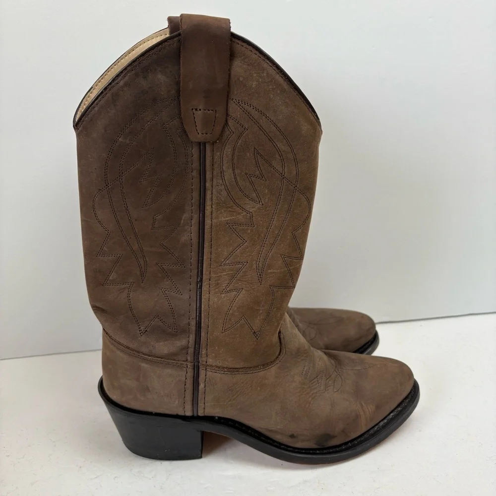 CODY JAMES BOYS' BROWN TAUPE WESTERN BOOTS Nubuck Leather B8151 4D
